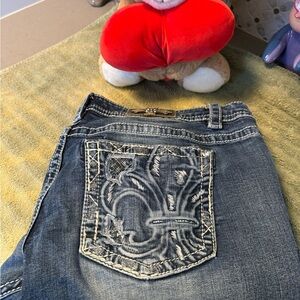 Stylish Blue Jeans with Embroidered Pocket Miss me